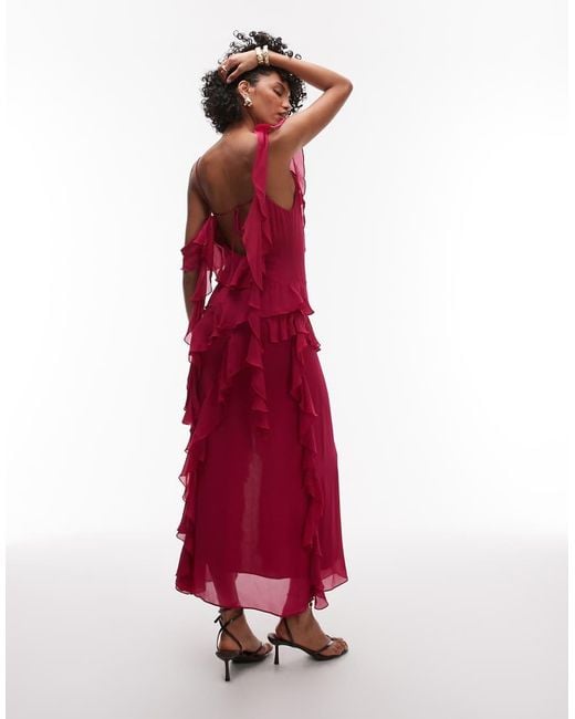 & Other Stories Maxi Slip Dress With Tiered Ruffle Detail And Low Tie Back