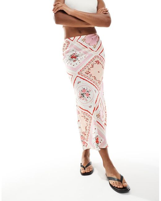 New Look Midirok Met Bloemenprint in het White