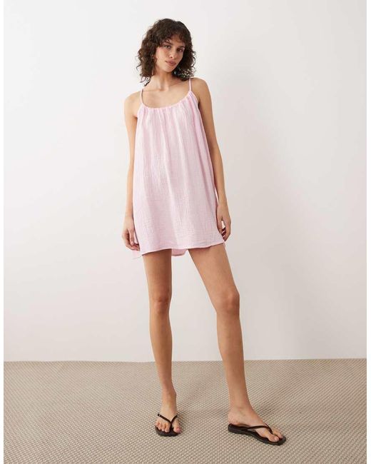 Jdy Pink Cheesecloth Sleeveless Mini Dress