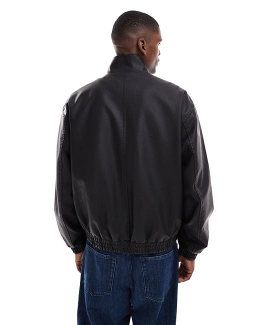 ASOS – bomberjacke aus kunstleder in Blue für Herren