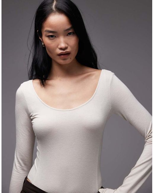 & Other Stories Gray Long Sleeve Jersey Body With Soft Binding
