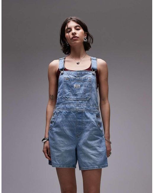 Levi's Korte Denim Utility-Tuinbroek in het Blue