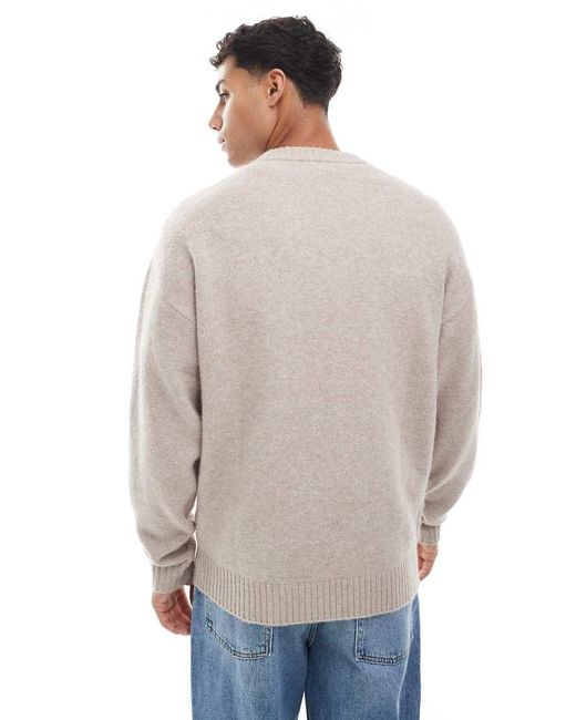 Jack & Jones Gray Oversize Fluffy Jumper for men
