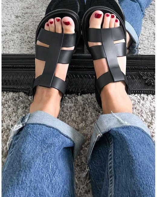 London Rebel Black Chunky Jelly Sandals