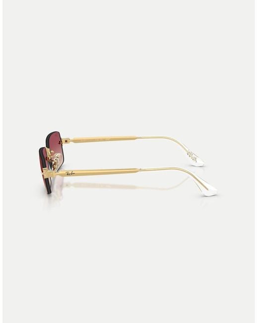 Ray-Ban Pink Rb3928 By A$Ap Rocky Rectangle Sunglasses With Mirrored Lens