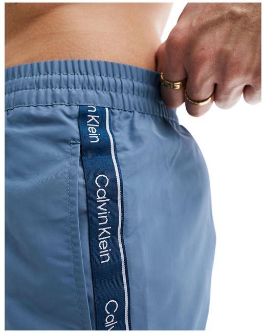 Calvin Klein Blue Core Logo Tape Medium Drawstring Swim Shorts for men