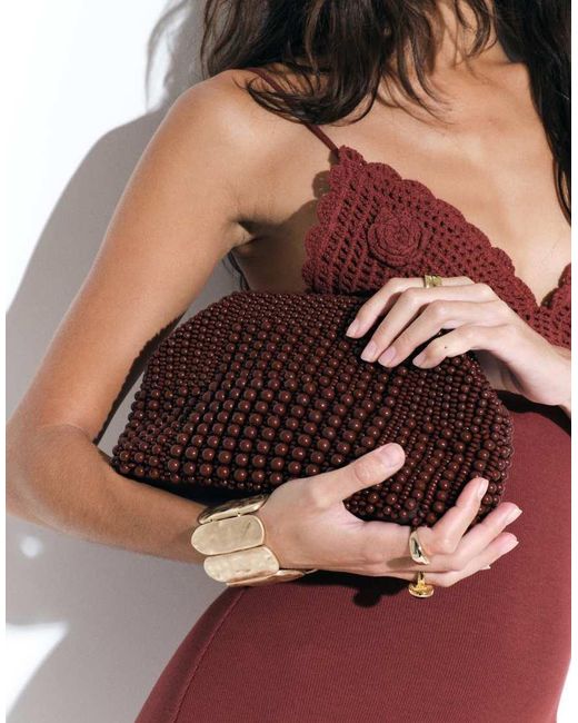 ASOS Red Beaded Frame Clutch