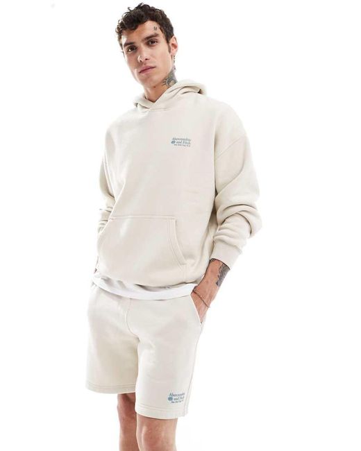 Abercrombie & Fitch Ruimvallende Sweatshort Met Klein Logo in het White voor heren
