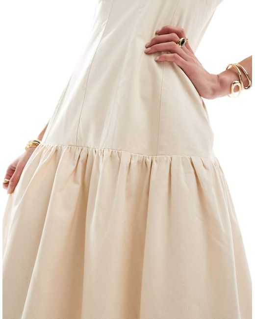 Vestito Lungo Con Spalline Sottili Color Latticello di 4th & Reckless in Natural