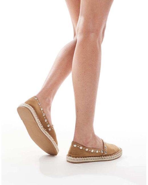 ASOS Natural Jeanie Closed Toe Studded Espadrilles