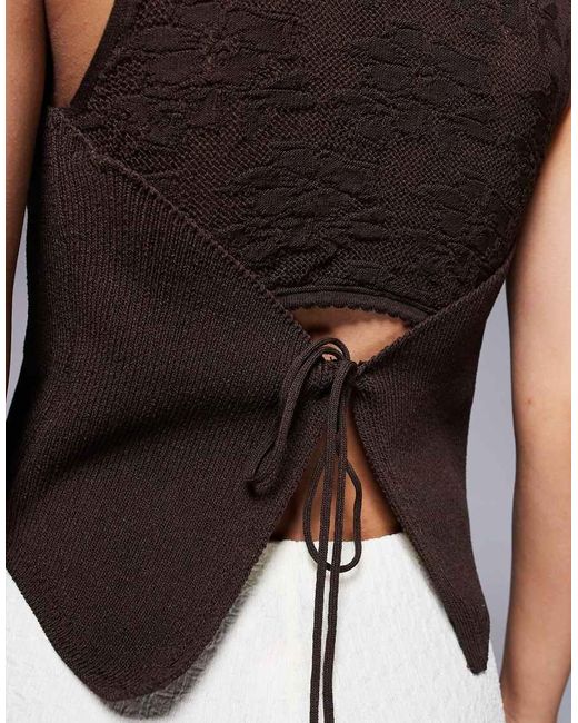 River Island Gray Lace Back Knitted Waistcoat