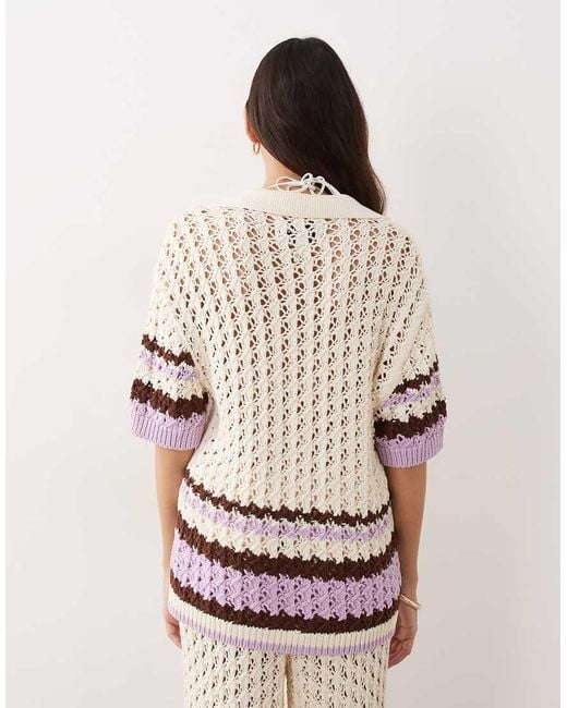 ARRANGE Natural Crochet Shirt Co-ord Cream
