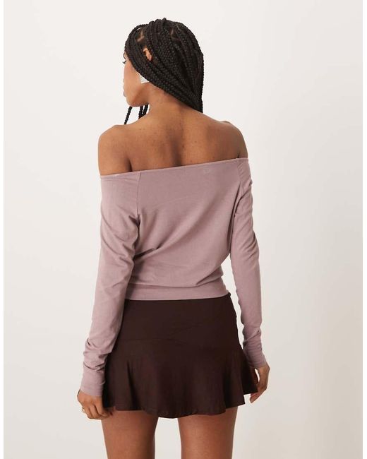 Motel Pink Sore Off Shoulder Long Sleeve Top