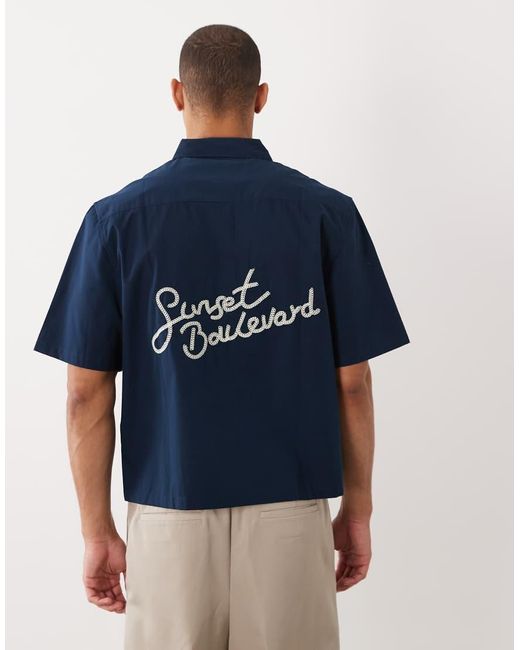 Camicia A Maniche Corte di Threadbare in Blue da Uomo