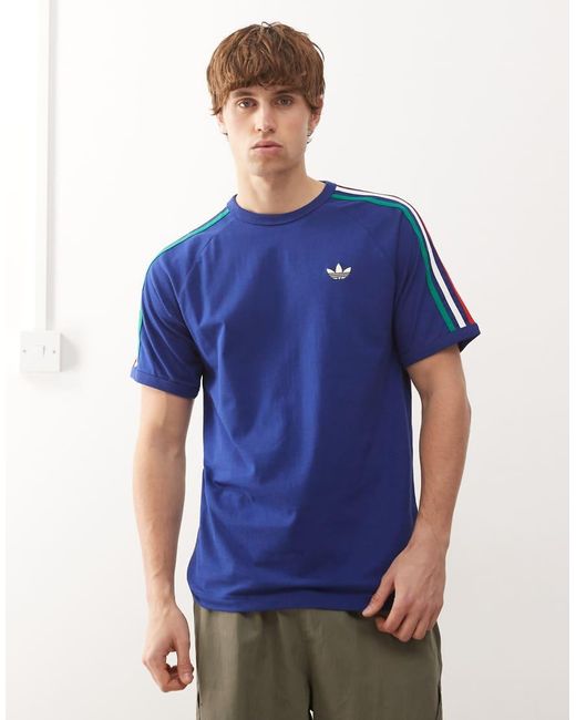 Adidas Originals Blue 3-Stripes Tee for men