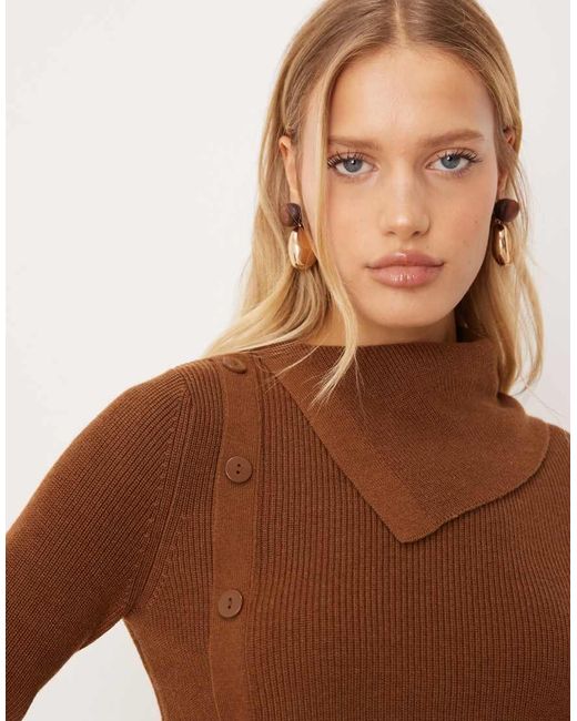 Mango Brown Jumper With Side Buttons