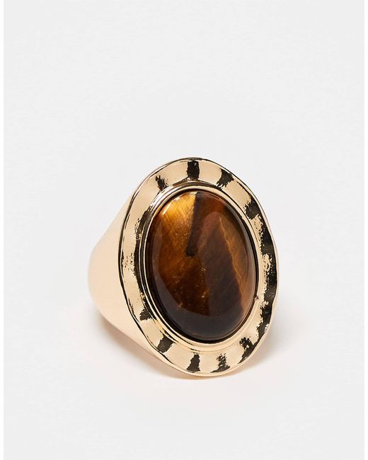 Reclaimed (vintage) Metallic Ring With Sand Stone