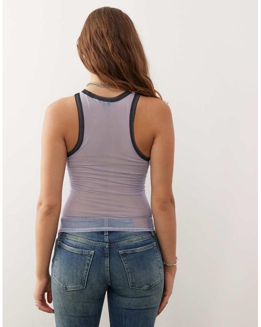 Collusion Gray Mesh Graphic Tank