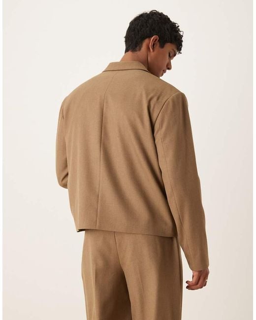 ASOS Brown Double Breasted Boxy Suit Jacket for men