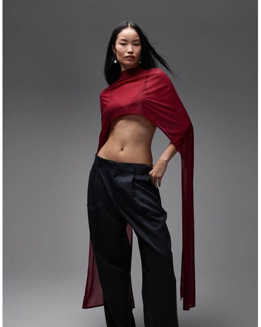 ASOS Red Floor Length Mesh Cape Top