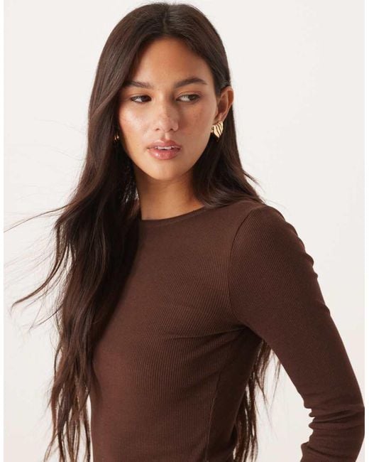 Brave Soul Brown Long Sleeve Jersey Dress