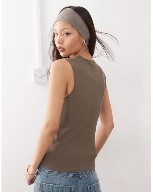Weekday Blue Ribbed Tank Top