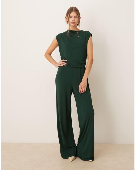 Mango Green High Neck Sleeveless Jumpsuit