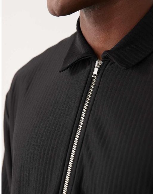 ASOS Black Co-ord Oversized Zip Through Harrington Jacket for men