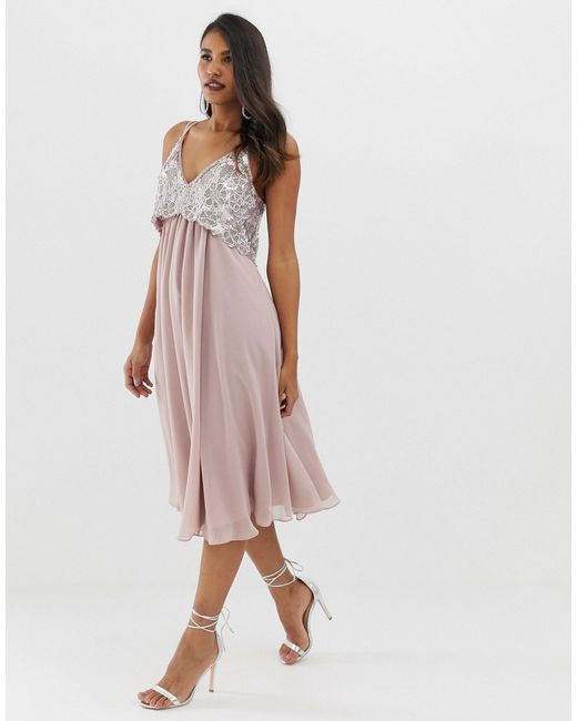 embellished crop top midi dress