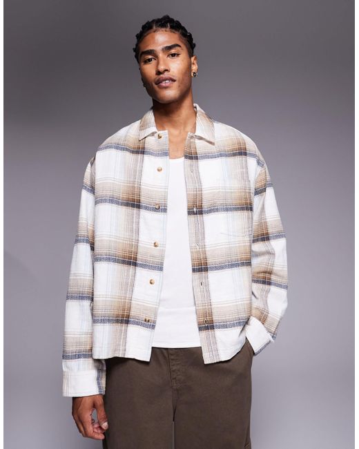 ASOS – kastenförmige, karierte hemdjacke in Gray für Herren