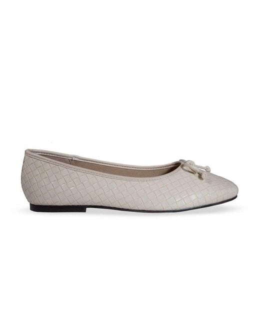 SEQWL White Ballet Pumps Flat Ballerina Shoes With Bow Detail