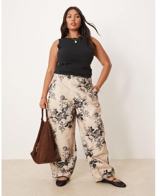 ASOS Brown Curve Barrel Leg Trousers