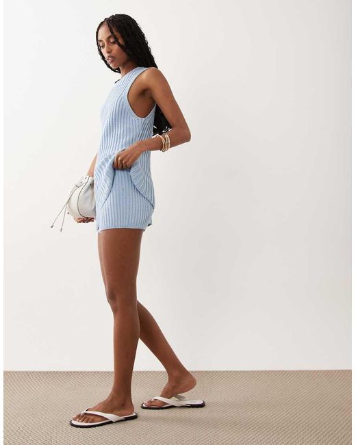 ASOS White Knitted Pleated Short Co-ord
