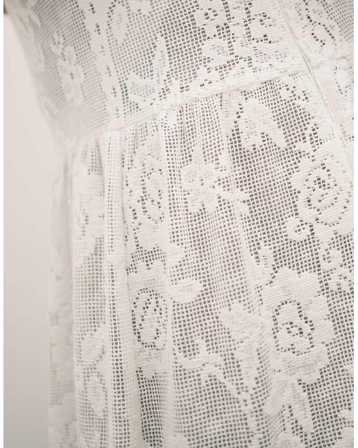 ASOS White Asos Design Curve Slash Neck All Over Lace Midi Dress