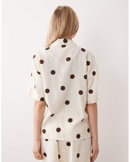 ASOS Natural Revere Collar Linen Co-ord Shirt