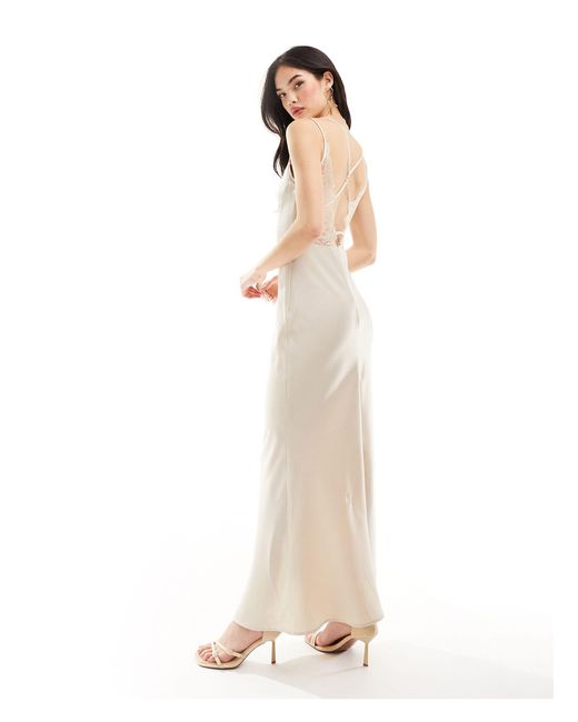 Y.A.S White Satin Cami Maxi Dress With Lace Detail