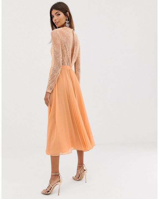 ASOS Long Sleeve Lace Panelled Pleat 