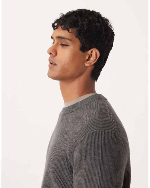 Mango – gerippter relaxed-fit-pullover aus wollmix in Gray für Herren