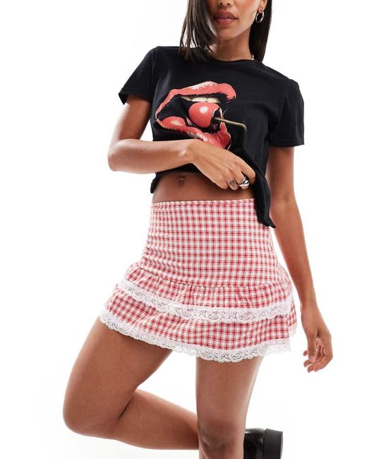 Daisy Street Red Double Layer Mini Rara Skirt