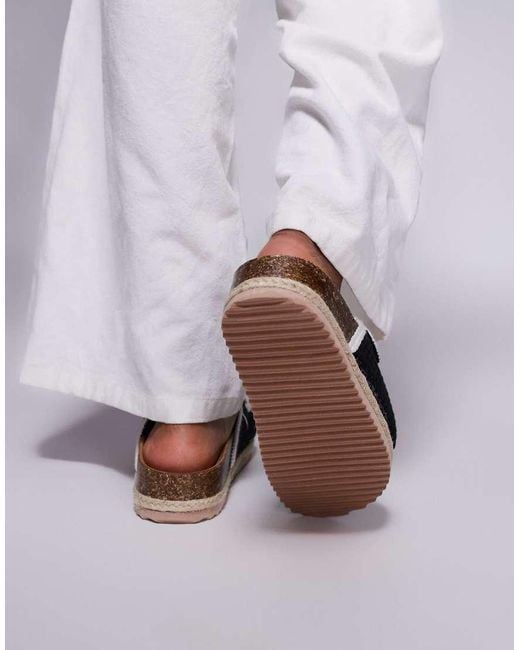 South Beach Black Double Strap Espadrille Sandals
