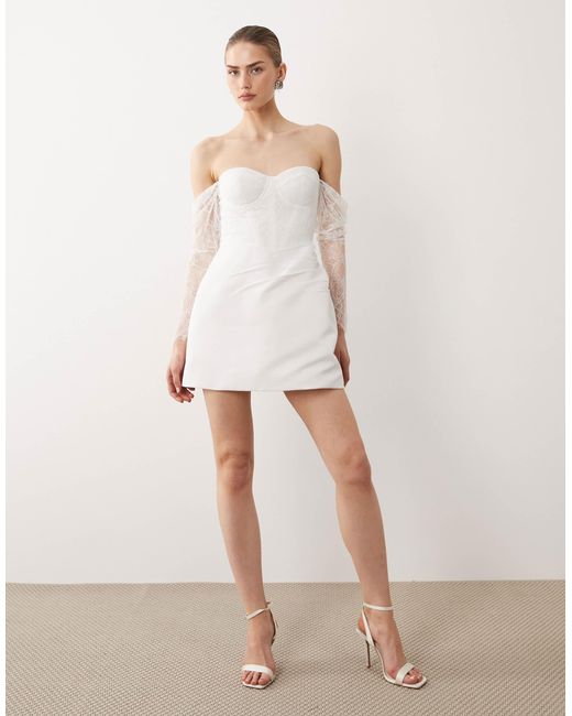 six stories lace dress Six Stories Women's One Shoulder Satin Lace Skirt Dress