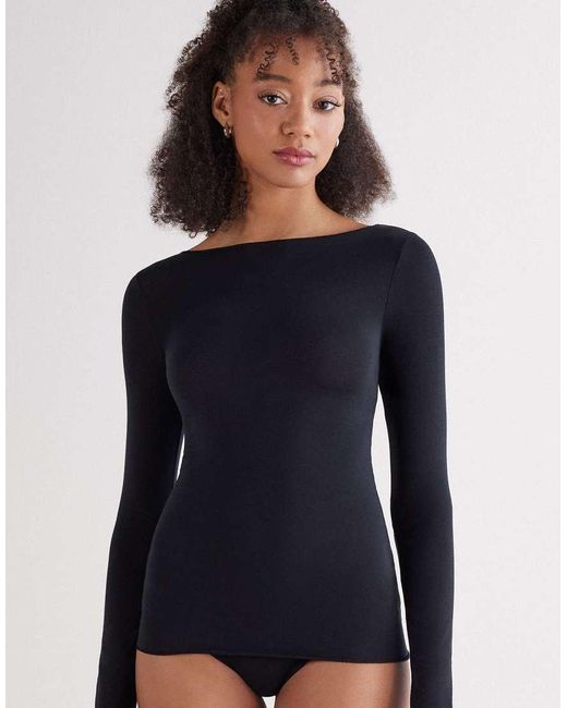 Intimissimi Blue Boat-Neck Ultralight Cotton Top