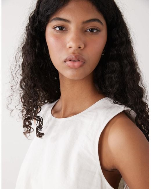 Monki Green Linen Blend Bubble Top