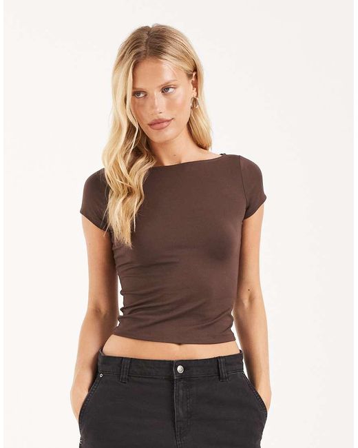 Hollister Brown Seamless Slash Neck Top