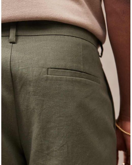 ASOS Nette Short Met Rechte Pijpen Van Linnenmix in het Natural voor heren