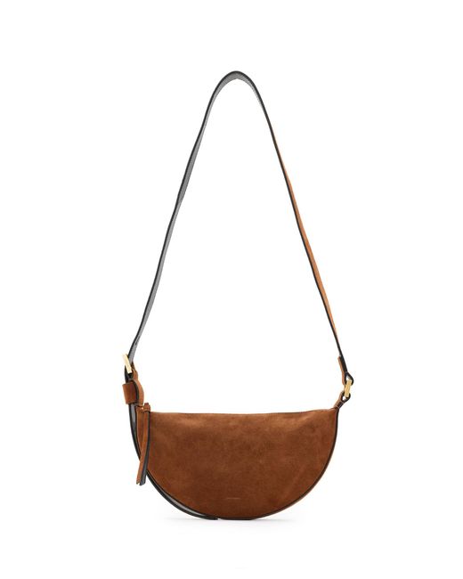AllSaints Natural – halfmoon – umhängetasche aus wildleder