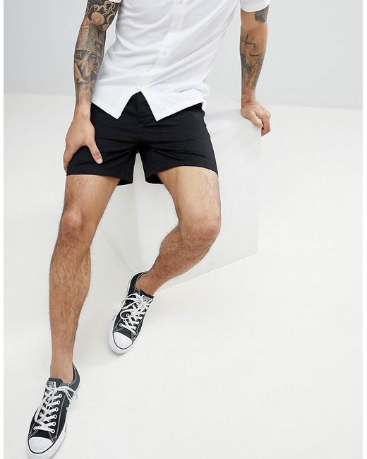 ASOS Black Chino Shorts In Skinny Fit Shorter Length for men