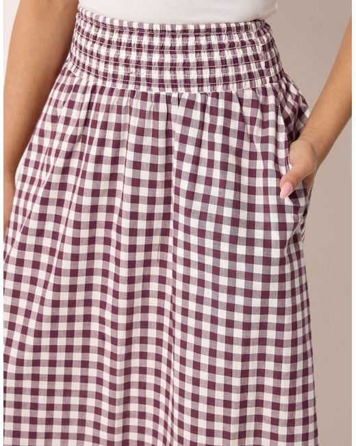 PixieGirl Petite Gingham Shirred Maxi Skirt