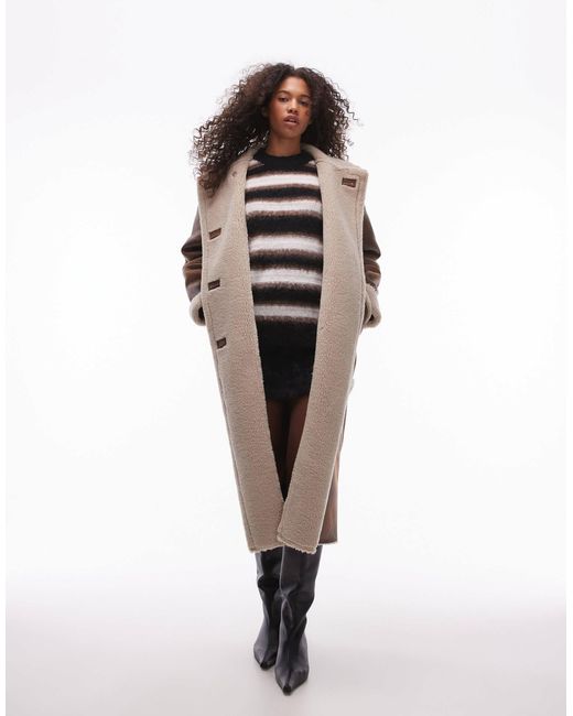 TOPSHOP Natural Oversized Long Car Coat