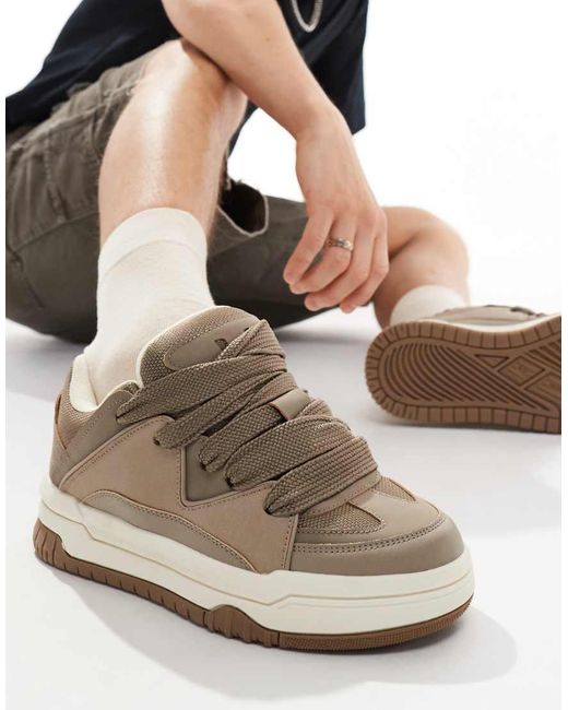 Bershka Natural Chunky Low Top Trainer for men